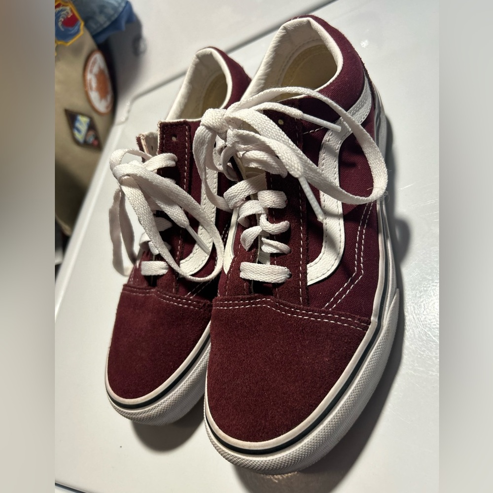 Vans Maroon and White Casual Sneakers